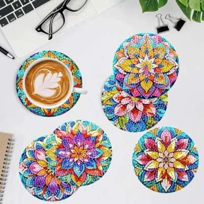 XUCNWL Flowers Diamond Art Coasters Kit for Adults, 8 PCS, 4X4 Inch - color: Flower-1