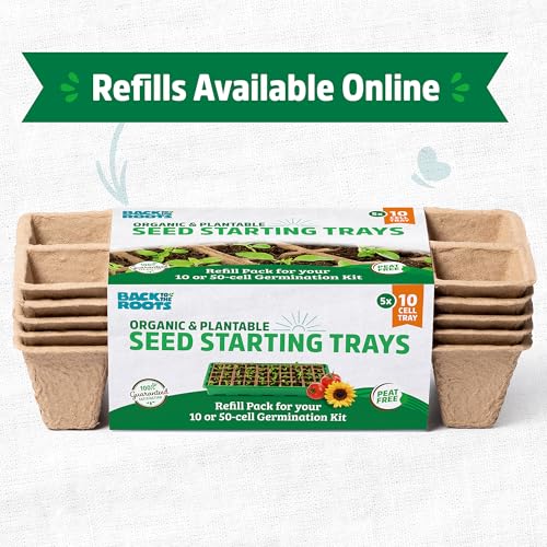Back to the Roots 10-Cell Greenhouse Germination Kit | Includes Biodegradable Pots & Vented Greenhouse Lid | Made from 75% Recycled Plastic, 3 inches (Pack of 12) - size: 3 inches (Pack of 12), style: 10-Cell Germination Kit