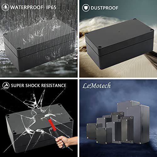 LeMotech Project Box ABS Plastic Junction Box IP65 Waterproof Electrical Boxes Universal Enclosure Black 6.2X 3.5X 2.4 inch (158x90x60mm)（Pack of 1） - color: Black (1 pack), size: 6.2" x 3.5" x 2.4"