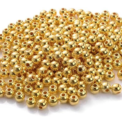 Laopottbeads 2000 Pcs Gold Beads with Oxidation-Resistant Finish, 4mm Round Beads DIY Kit for Bracelets, Earrings, Necklaces & Anklets - color: Golden, size: 4 mm, 2000 pcs