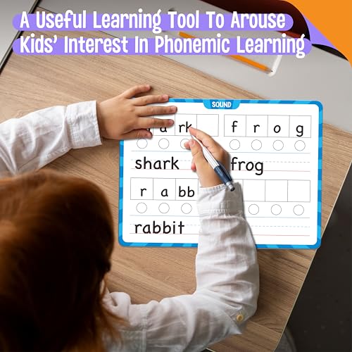 8 Packs Phonemic Awareness Dry Erase Board, Double Sided Dry Erase Board Writable and Erasable Phonics Learning White Board for Kids, Students, Classroom and Home (Each Measures 12” x 9”) - color: Phonemic Awareness