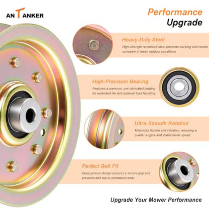Flat Idler Pulley 753-08171 956-04129 for Cub Cadet Parts RZT 50 Mower Deck Drive Pulleys Troy Bilt LTX1050 GT54 RZT42, Fits 38" 42" 50" 54" Riding Lawn Tractor Replacement, 2 Pack - color: 2 PCS