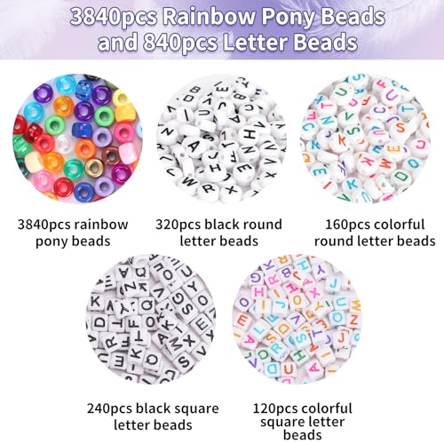 Quefe Bracelet Making Kit 6 Boxes 120 Colors Pony Beads Kandi Beads - color: 120-color