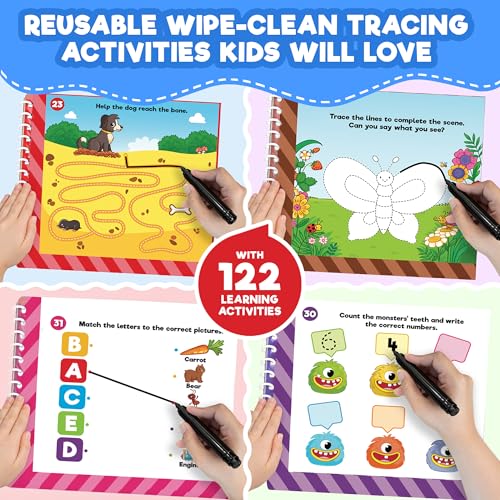 Doctor Jupiter Preschool Tracing Books for Toddlers, 3+ Year Old Kids — Learning Activity Books, Educational Toys, 100+ Wipe Clean Preschool & Kindergarten Activities - style: Preschool Tracing: 3+