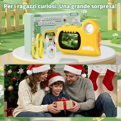 2 in 1 Microscope for Kids & Video Camera, Deepoter 1000X Digital Microscope with 2.0" Screen, Portable Handheld Kids Camera Toys, STEM Educational Science Kit Gifts for 3-12 Age Years Old Boys Girls