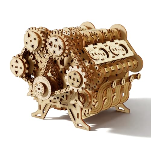 3D Puzzles for Adults - Wooden V8 Engine Model Kit