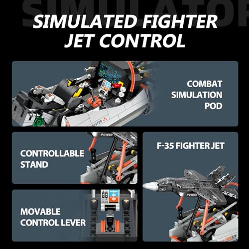 Fighter Jet Building Set, F-35 941PCS Military Aircraft Model Building Kit with Movable Stand, Compatible with Lego Jet, Cockpit Controls and Display Screen, Gift for Teens and Adults