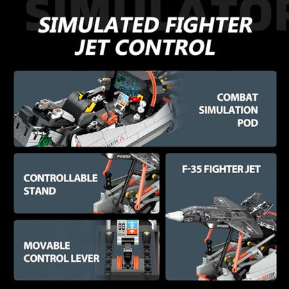 Fighter Jet Building Set, F-35 941PCS Military Aircraft Model Building Kit with Movable Stand, Compatible with Lego Jet, Cockpit Controls and Display Screen, Gift for Teens and Adults
