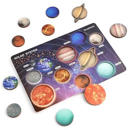Solar System Planet Outer Space Toddler Wooden Puzzle Toys for Kids 3-5