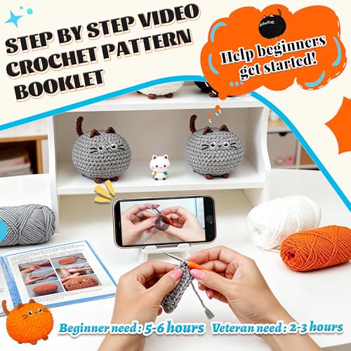 Joyclub Crochet Kit for Beginners 4 Cat Family with Video for Adults - color: Crochet Cat