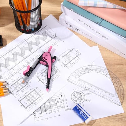 Eboot Student Geometry Math Set, Drawing Compass and 6 in, Pink - color: Pink