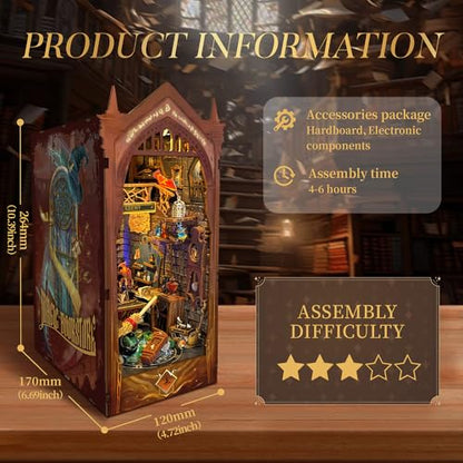 Magic Book Nook with Remote Wand DIY Dollhouse Miniature Kit - color: Magic Academy