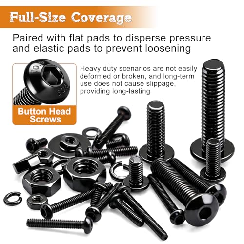 mankk 888PCS Hex Socket Button Head Bolt Assortment Kit M2/M3/M4/M5 Machine Screw with Nuts Washers 10.9 Alloy Steel Button Head Socket Cap Screws - size: M2/M3/M4/M5, style: Button Head