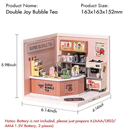 Super Creator-Mini Blocks Model Building Set for Adults, Miniature Plastic House Kit Super Store-Building Blocks Toys for Adult, DIY Crafts/Hobbies for Adult (Double Joy Bubble Tea) - style: Double Joy Bubble Tea