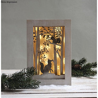 Rayher Shadow Box Building Kit with 3D Forest Scenery, DIY Wood Craft Set, 15 slot-together Pieces, 20x30x6.6cm - style: Forest