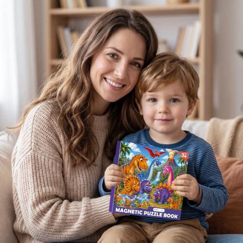 Biarek Dinosaur Magnetic Puzzles for Kids 3-5, 37-Piece Travel Set - color: Dinosaur - 37 Pieces