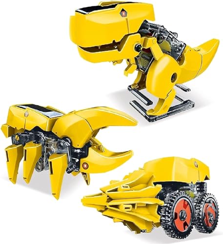 PicassoTiles Dinosaur Robot Solar Powered STEM Unique Transformation Renewable Sun Energy Educational Learning Engineering Building Toy 3-in-1 Science Experiment Kit Model Boys Girls Ages 8+ - color: 3-in-1 Transformation