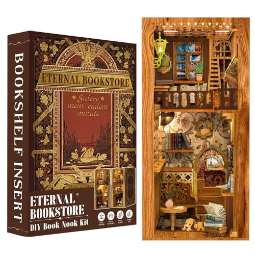 Fsolis Book Nook Kit, 3D Wooden Puzzles for Adults (Eternal Bookstore) - color: Eternal Bookstore