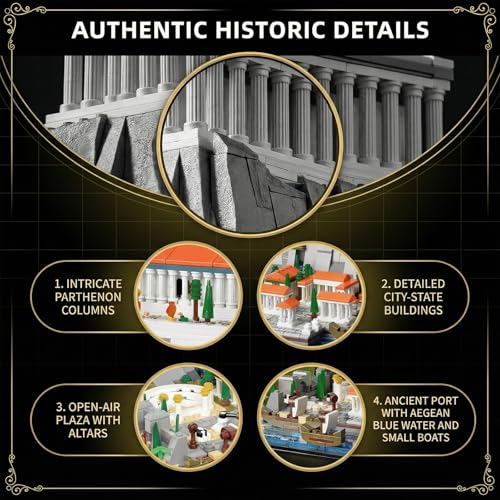 Acropolis of Athens Building Block Set 1752 PCS Greek Architecture Building Set Famous Landmark Parthenon Temple Model Kit Gift for Adults Teens