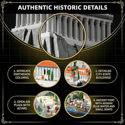 Acropolis of Athens Building Block Set 1752 PCS Greek Architecture Building Set Famous Landmark Parthenon Temple Model Kit Gift for Adults Teens