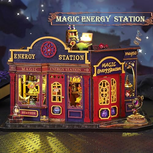 DIY Book Nook Kit - Miniature Dolls House Kit with Furniture and LED Light, 3D Puzzle Wooden Art Bookends, Model Kits for Adults to Build (Magic Energy Station) - style: Baroque
