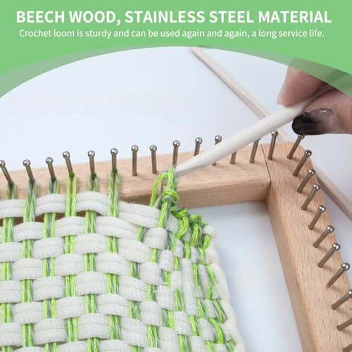 HERCHR Wooden Knitting Loom, Wooden Loom Frame Weaving Loom DIY Solid Wood Multifunctional Blanket Crochet Loom Knitting Board Loom Tool for DIY Weaving Beginner Children Adults, 20 * 20cm - color: 20*20CM