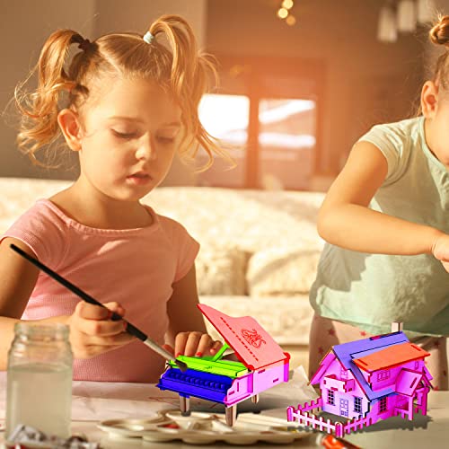 calary 3D Wooden Puzzle Simulation Animal Dinosaur Assembly DIY Model Toy for Kids and Adults,Set of 6 - style: D-House Assembly
