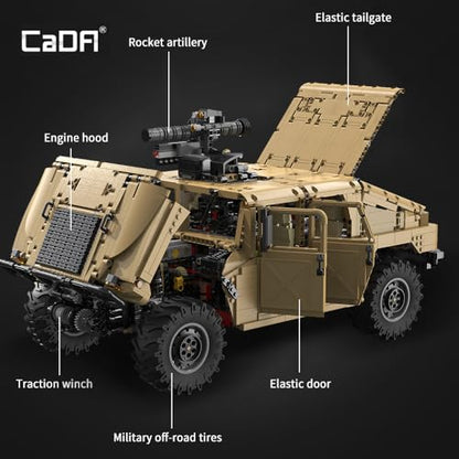 CaDA C61036W HUUMVEE Vehicle Building Block Set, Master 1:8 3935PCS RC Climbing Car Building Block Kit with Power Function,Off-Road Car Model for Adults Collectors