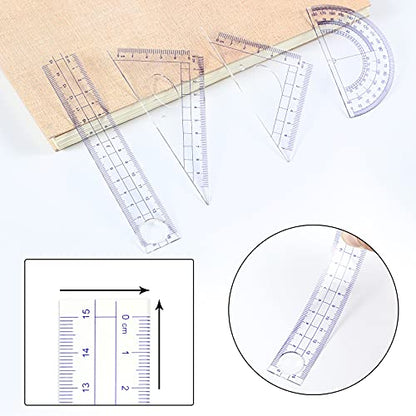 Outus 13 Pcs Geometry Set for Students Metal Compass Math Protractor - color: Brown