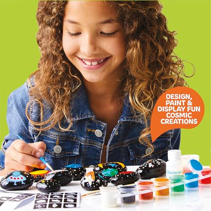 Discovery™ Solar System Studio Rock Art Kit, 35-Piece Space Craft Painting Set, Paint and Decorate Galaxy Rocks with Stencils, STEM Art Kit for Kids Ages 6+