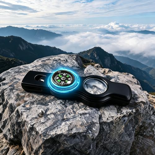 Emergency Survival Safety Whistle，Whistle for Kids with Lanyard,Compass,Thermometer,Ideal for Kayaking, Boating, Hiking, Camping, Climbing - color: Black Whistle 2pcs