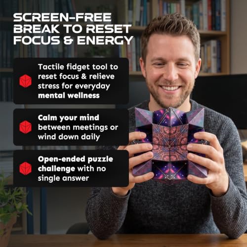 Shashibo DODECA Magnetic Puzzle Cube, Stress Relief Fidget Toy - color: Cosmic Surfer, size: DODECA