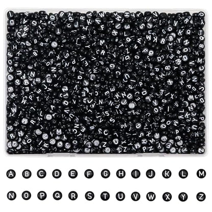 YMSDZHL Alphabet Beads A-Z 1300Pcs Letter Bead for Bracelet Jewelry Making - color: White Black