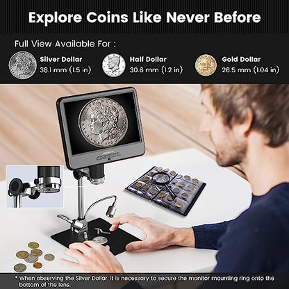 Andonstar AD210 10.1 Inch LCD Digital Microscope for Soldering, Coin - size: 10.1 Inch+Traditional Stand