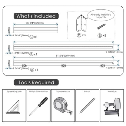 Door Jamb Frame kit with Pre-Installed Hinges & Weather Stripping, Primed Composite Door Frame Kit, Pine Wood, Assemly Required, 81.65 in x 4.57in x 1.18 in (Right Handed) - color: Pine Wood Color Right Handed