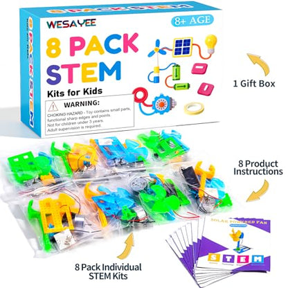 STEM Kits for Kids Science STEM Toys, 8 Bulk Solar Powered Crafts Boys Girl