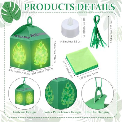 Simgoing 12 Sets Palm Sunday Craft Easter Tissue Paper Lantern Craft - style: Easter Palm