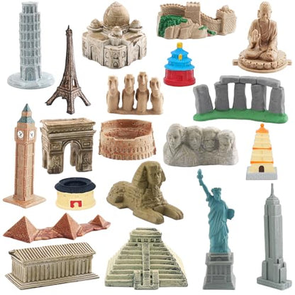 ONEST 20 Pieces Mini World Building Model Playsets Famous Architecture Figurines Toys for Boys and Girls - style: A Set