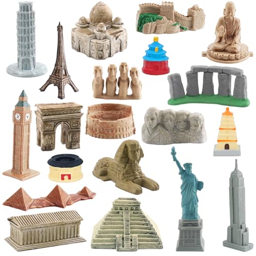 ONEST 20 Pieces Mini World Building Model Playsets Famous Architecture Figurines Toys for Boys and Girls - style: A Set