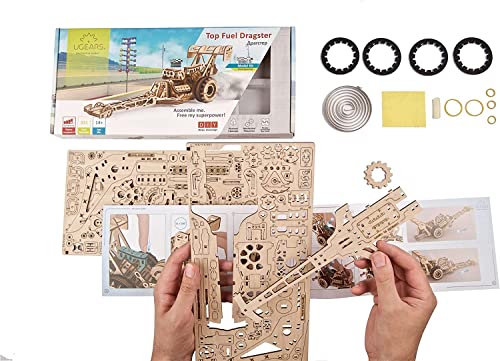UGEARS Bundles 3D Puzzles - Dragster and Drift Cobra Racing Car,3D Puzzle Wooden 3-D Puzzles for Adults Model kit DIY Mechanical Puzzles
