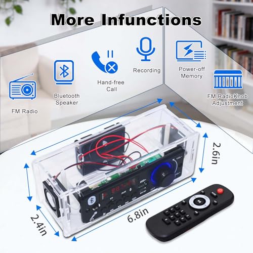 DIY Bluetooth-Compatible Speaker Kit FM Radio Recording Function USB Mini Home Sound Stereo Amplifier TF/AUX/MIC Support Remote Control STEM Electronic Projects for Home and School Education NB - size: JX-BT-FM-Without battery