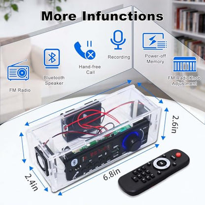 DIY Bluetooth-Compatible Speaker Kit FM Radio Recording Function USB Mini Home Sound Stereo Amplifier TF/AUX/MIC Support Remote Control STEM Electronic Projects for Home and School Education NB - size: JX-BT-FM-Without battery