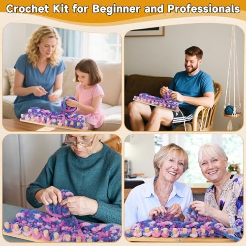 Aeelike 40" Wooden Loom Kit for Blanket Chunky Yarn,No Need Hooks Knitting - size: 40 IN