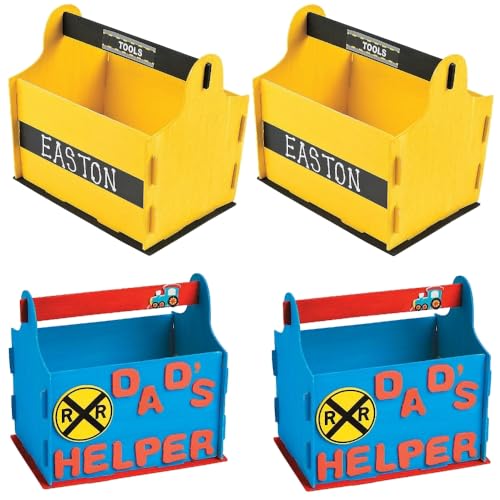 Fun Express DIY Unfinished Wood Tool Boxes - Makes 4