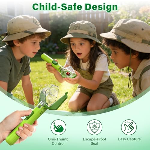 Bug Catcher for Kids with 6X Magnifier, STEM Educational Exploration Toys - color: Green