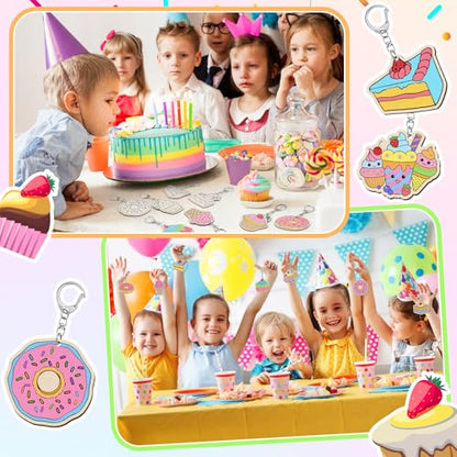 Trnayi 36 Pcs Dessert Unfinished Wood Keychain Color Your Own DIY Craft - style: Ice Cream