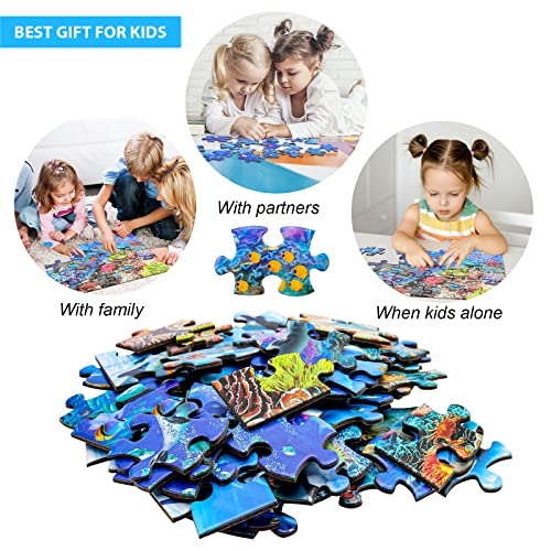 Puzzles for Kids Ages 4-8 6-8 8-10 Year Old - Underwater Scene - 100 Pieces Jigsaw Puzzle for Kids Learning Educational Puzzles for Boys Girls (with Sturdy Box) - color: Underwater Scene