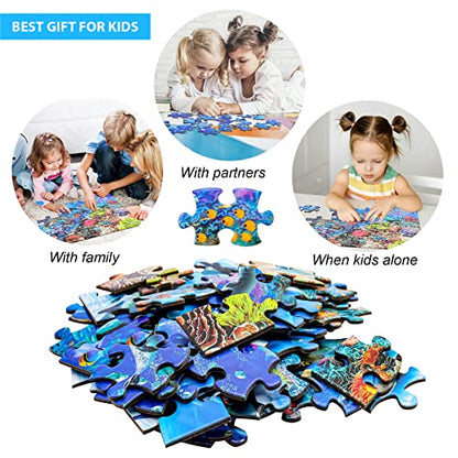 Puzzles for Kids Ages 4-8 6-8 8-10 Year Old - Underwater Scene - 100 Pieces Jigsaw Puzzle for Kids Learning Educational Puzzles for Boys Girls (with Sturdy Box) - color: Underwater Scene