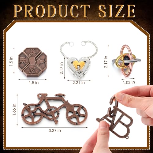 48 Pcs Metal Brain Teaser Puzzles Set for Adults, Vivid Style - style: Vivid Style