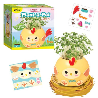 Creativity for Kids Plant-a-Pet Barnyard Pig Kit | Decorate, Plant & Grow Your Own Pet | Chia Seed Gardening Craft | Spring Crafts & Screen-Free Kids Activity (Ages 6+) - style: Chicken